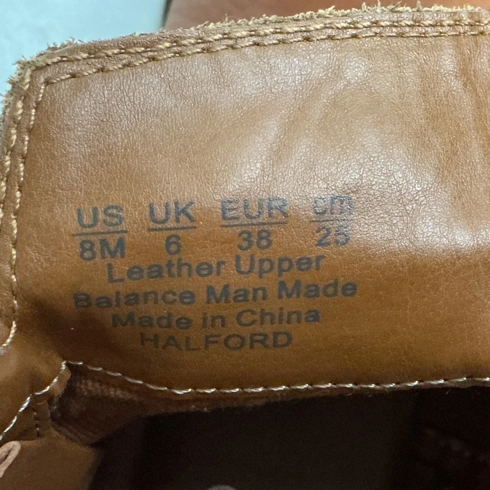 Franco Sarto Halford Ankle Boots Tan Leather Side Zip Low Heel Women 8M
